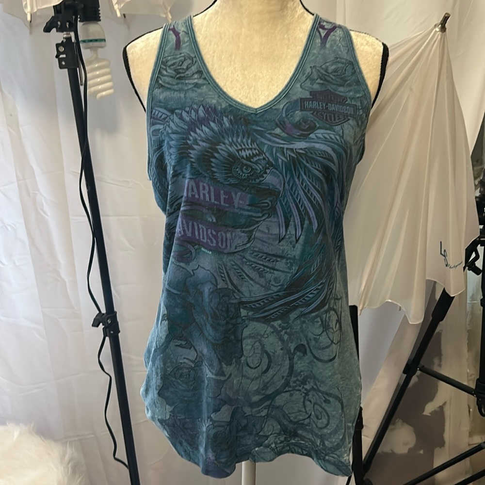 Harley Davidson, thin blue tank top large
